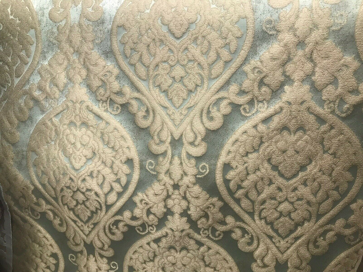 NEW Sir Isaac Designer Brocade Satin Damask Fabric- Aqua- Upholstery & Drapery BTY - Fancy Styles Fabric Pierre Frey Lee Jofa Brunschwig & Fils