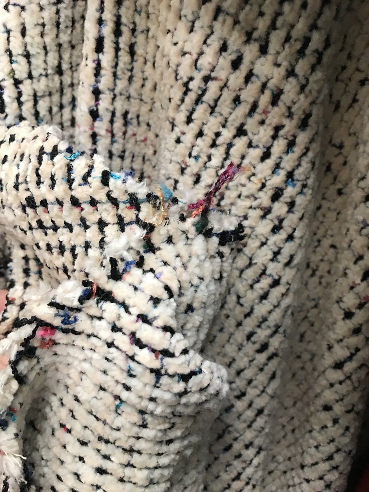 SALE! Designer Chunky Chenille Fabric - White With Color Yarns- Upholstery - Fancy Styles Fabric Pierre Frey Lee Jofa Brunschwig & Fils