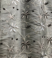 NEW! 100% Silk Embroidered Dupioni Taffeta Fabric - Floral Silver Gray Floral - Fancy Styles Fabric Pierre Frey Lee Jofa Brunschwig & Fils