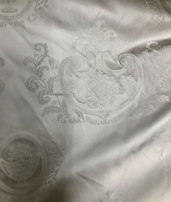 NEW! 100% Silk Jacquard Neoclassical Fabric - Tone On Tone Light Gray- Damask - Fancy Styles Fabric Pierre Frey Lee Jofa Brunschwig & Fils