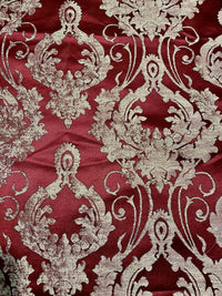 NEW! Fat Quarter- Lord Tustin Designer Damask Satin Drapery Upholstery Fabric - Dark Red - Fancy Styles Fabric Pierre Frey Lee Jofa Brunschwig & Fils