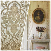 SWATCH Double Sided Burnout Chenille Velvet Fabric- Taupe Upholstery Damask - Fancy Styles Fabric Pierre Frey Lee Jofa Brunschwig & Fils