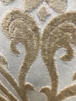 SWATCH Designer Brocade Burnout Chenille Fabric- Damask - Beige Upholstery - Fancy Styles Fabric Pierre Frey Lee Jofa Brunschwig & Fils