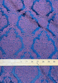 NEW Princess Giselle Designer Damask Satin Drapery Upholstery Fabric - Fuchsia Pink & Navy Blue - Fancy Styles Fabric Pierre Frey Lee Jofa Brunschwig & Fils