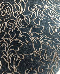 Designer Floral Burnout Chenille Velvet Fabric - Teal & Taupe - Fancy Styles Fabric Pierre Frey Lee Jofa