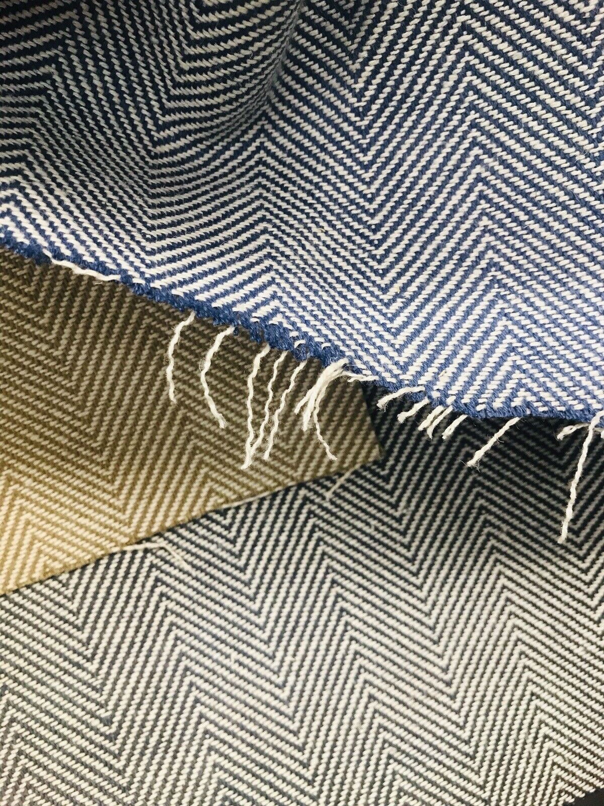 NEW Countess Cora Novelty Designer Herringbone Chevron Upholstery & Drapery Tweed Fabric - Blue - Fancy Styles Fabric Pierre Frey Lee Jofa Brunschwig & Fils