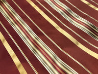 NEW! Lady Grace 100% Silk Taffeta Dupioni Fabric -Red & Gold Stripes - Fancy Styles Fabric Pierre Frey Lee Jofa Brunschwig & Fils
