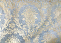 Lord Augustin Designer Velvet Chenille Burnout Damask Upholstery Fabric - Blue & Gold - Fancy Styles Fabric Pierre Frey Lee Jofa Brunschwig & Fils