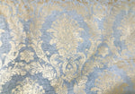 Lord Augustin Designer Velvet Chenille Burnout Damask Upholstery Fabric - Blue & Gold - Fancy Styles Fabric Pierre Frey Lee Jofa Brunschwig & Fils