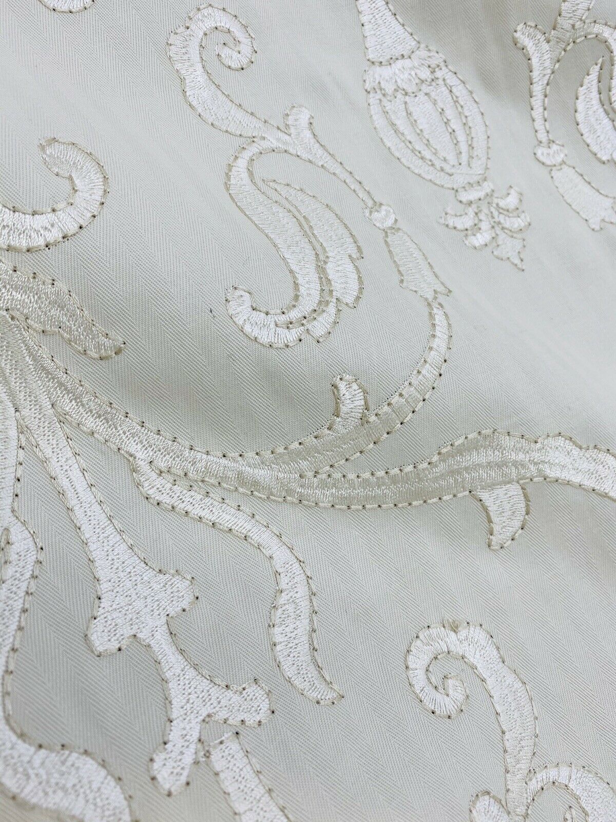 NEW! Princess Eleanor Novelty 100% Cotton Fabric Floral Damask Embroidery- White On White - Fancy Styles Fabric Pierre Frey Lee Jofa Brunschwig & Fils