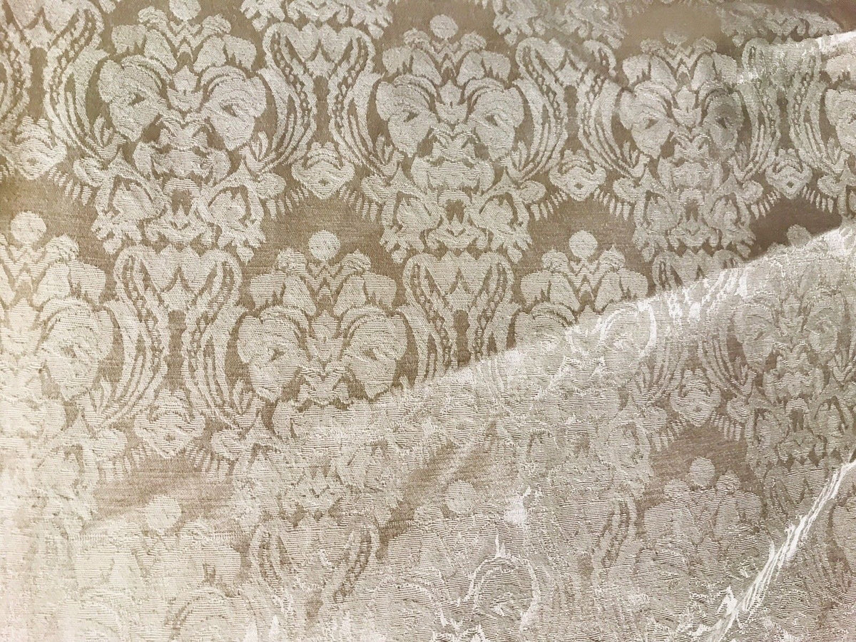 NEW SALE Designer Brocade Satin Damask Fabric- Antique Rose Gold- By The yard - Fancy Styles Fabric Boutique