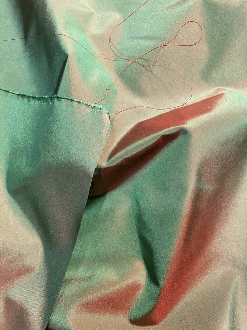 Lady Lisa Designer 100% Silk Taffeta Fabric - Electric Green with Cinnamon Red Iridescence - Fancy Styles Fabric Pierre Frey Lee Jofa Brunschwig & Fils