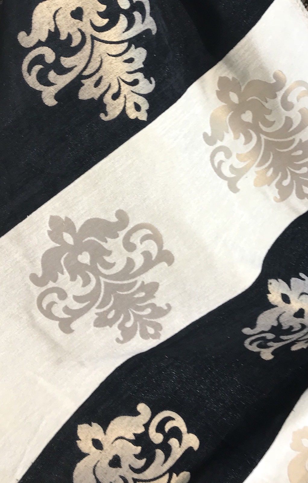 SWATCH Brocade Fabric- Antique Cream, Gold, Black- Damask Interior Design - Fancy Styles Fabric Pierre Frey Lee Jofa Brunschwig & Fils