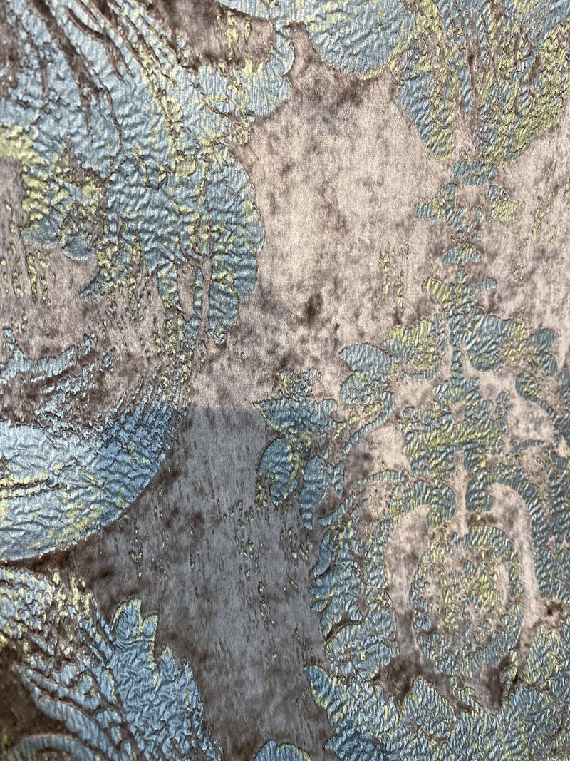 NEW! Queen Renee Antique Inspired Burnout “Furry” Velvet Damask Fabric - Mauve - Fancy Styles Fabric Pierre Frey Lee Jofa Brunschwig & Fils