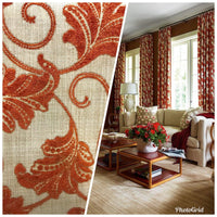 SWATCH 4” X 7” - Burnout Velvet Floral Upholstery Fabric- Burnt Orange Rust Red - Fancy Styles Fabric Pierre Frey Lee Jofa Brunschwig & Fils