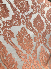 NEW Duke Raphael Designer Velvet Chenille Burnout Damask Upholstery Fabric - Orange - Fancy Styles Fabric Pierre Frey Lee Jofa Brunschwig & Fils