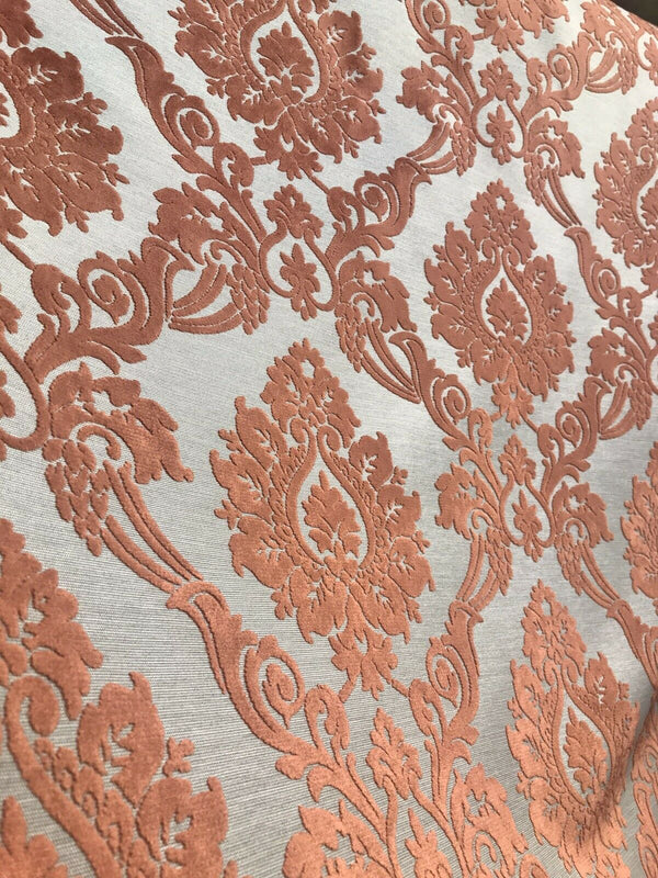 NEW Duke Raphael Designer Velvet Chenille Burnout Damask Upholstery Fabric - Orange - Fancy Styles Fabric Pierre Frey Lee Jofa Brunschwig & Fils