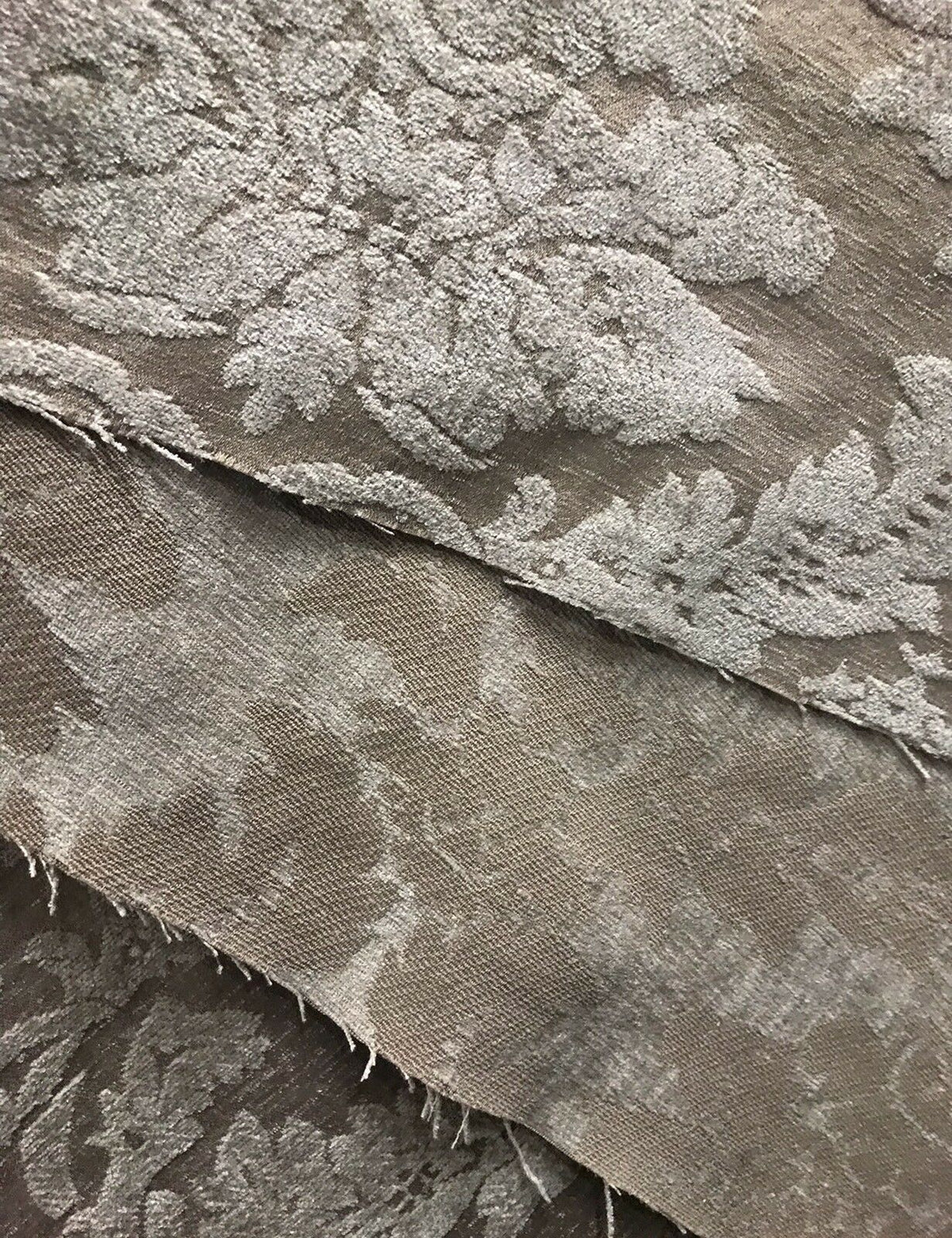 NEW! Back In Stock! Lady Danielle Velvet Chenille Burnout Upholstery Fabric - Taupe & Gray - Fancy Styles Fabric Pierre Frey Lee Jofa Brunschwig & Fils