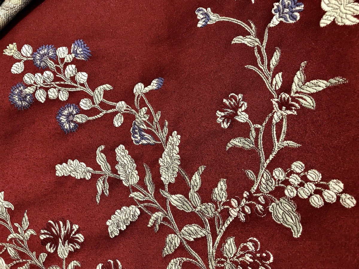SWATCH Brocade Jacquard Satin Fabric - Dark Red Upholstery Damask - Fancy Styles Fabric Boutique