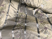 NEW! Lady Lana 100% Silk Taffeta Dupioni Embroidered Fabric Grey Taupe Gold Iridescent - Fancy Styles Fabric Pierre Frey Lee Jofa Brunschwig & Fils