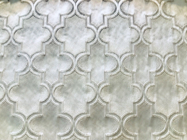NEW! Designer Brocade Satin Fabric Interior Design- White Cross- Upholstery - Fancy Styles Fabric Boutique