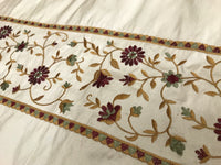 Designer 100% Silk Taffeta Embroidery Fabric - Antique Light Beige Floral - Fancy Styles Fabric Pierre Frey Lee Jofa