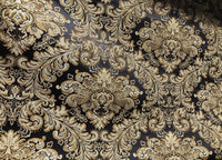 SWATCH 5” x 8” - Prince Liam Brocade Satin Jacquard Fabric- Black Gold- Upholstery Damask LLPBK0003 - Fancy Styles Fabric Pierre Frey Lee Jofa Brunschwig & Fils