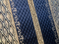 Lady Jennifer Designer Brocade Upholstery & Drapery Satin Striped Fabric Blue Gold LLPBB0004 - Fancy Styles Fabric Pierre Frey Lee Jofa Brunschwig & Fils