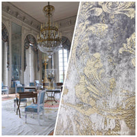 NEW! Burnout Antique Inspired Velvet Fabric Silver Lavender-Gray And Gold - Fancy Styles Fabric Pierre Frey Lee Jofa Brunschwig & Fils