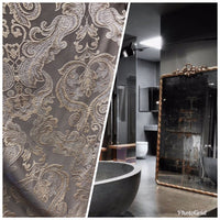 SWATCH 8” x 8” Sample- Designer Brocade Satin Fabric- Gray Silver Gold - Damask - Fancy Styles Fabric Pierre Frey Lee Jofa Brunschwig & Fils