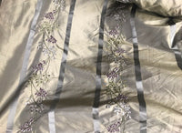 NEW! Lady Lana 100% Silk Taffeta Dupioni Embroidered Fabric Grey Taupe Gold Iridescent - Fancy Styles Fabric Pierre Frey Lee Jofa Brunschwig & Fils