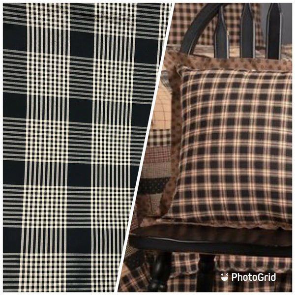 NEW Designer 100% Silk Taffeta Gingham Plaid Tartan Fabric- Black Beige - Fancy Styles Fabric Pierre Frey Lee Jofa Brunschwig & Fils