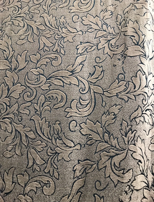 Designer Floral Burnout Chenille Velvet Fabric - Teal & Taupe - Fancy Styles Fabric Pierre Frey Lee Jofa