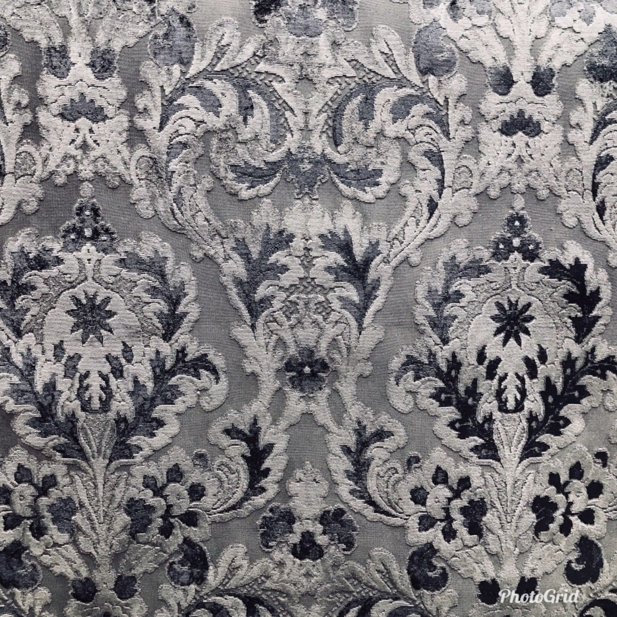 SALE! Antique Inspired Burnout Velvet Damask Fabric - Upholstery Gray Brocade - Fancy Styles Fabric Boutique