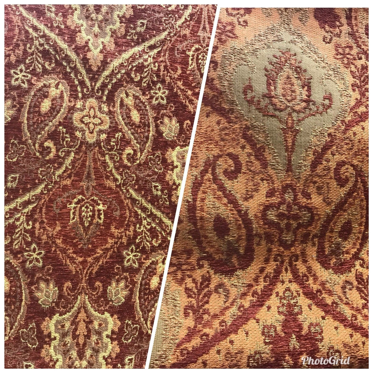 SWATCH Double Sided Burnout Kilim Rug Inspired Fabric- Red Orange Upholstery - Fancy Styles Fabric Pierre Frey Lee Jofa Brunschwig & Fils