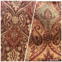 SWATCH Double Sided Burnout Kilim Rug Inspired Fabric- Red Orange Upholstery - Fancy Styles Fabric Pierre Frey Lee Jofa Brunschwig & Fils