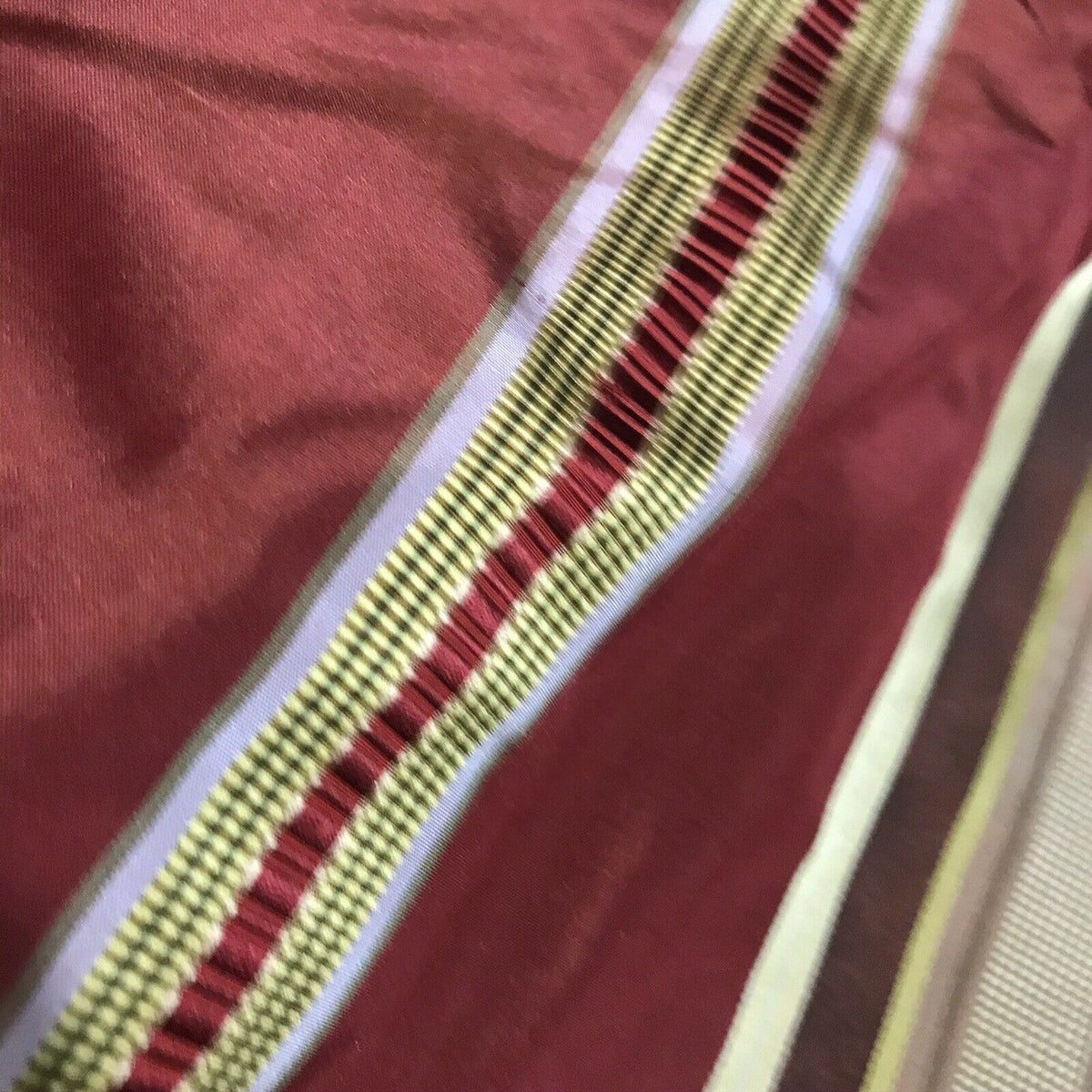 NEW! Lady Meryl Designer 100% Silk Taffeta Fabric -Red & Gold Ribbon Satin Stripes - Fancy Styles Fabric Pierre Frey Lee Jofa Brunschwig & Fils