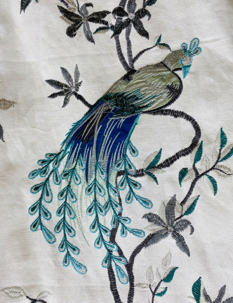 NEW! Lady Patrice Designer Floral & Bird Motif Drapery Upholstery Fabric- French Blue - Fancy Styles Fabric Pierre Frey Lee Jofa Brunschwig & Fils