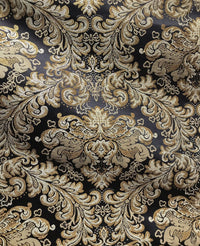 SWATCH 5” x 8” - Prince Liam Brocade Satin Jacquard Fabric- Black Gold- Upholstery Damask LLPBK0003 - Fancy Styles Fabric Pierre Frey Lee Jofa Brunschwig & Fils