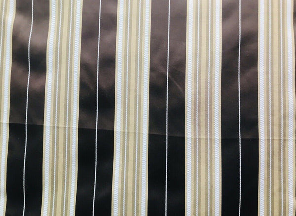 Sir Donatello Designer Brocade Satin Fabric- Brown, Pale Blue Gold Stripes Neoclassical G2 - Fancy Styles Fabric Pierre Frey Lee Jofa Brunschwig & Fils