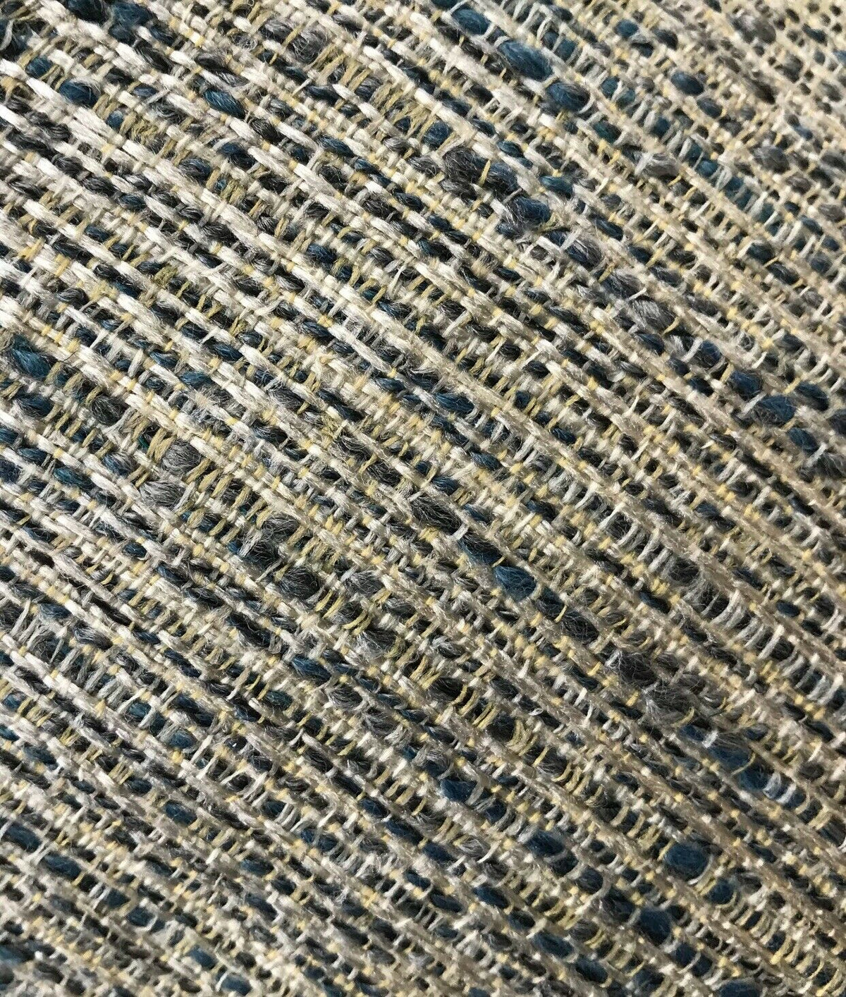 NEW Designer Upholstery Heavyweight Nubby Tweed Fabric- Navy Blue Gray Natural - Fancy Styles Fabric Pierre Frey Lee Jofa Brunschwig & Fils