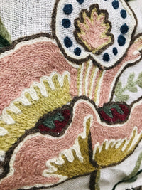 Novelty Floral Wool Yarn Embroidery Linen Inspired Fabric Upholstery Drapery - Fancy Styles Fabric Pierre Frey Lee Jofa Brunschwig & Fils