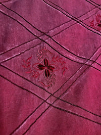 NEW! 100% Silk Washed Taffeta Embroidered Floral Quilted Motif Fabric - Red - Fancy Styles Fabric Boutique