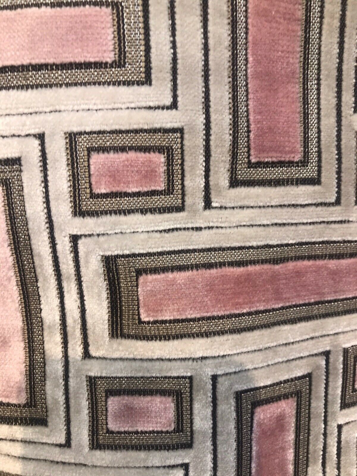 Novelty Italian Burnout Geometric Chenille Upholstery Velvet Fabric -Pink BTY - Fancy Styles Fabric Pierre Frey Lee Jofa Brunschwig & Fils