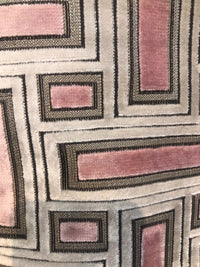 Novelty Italian Burnout Geometric Chenille Upholstery Velvet Fabric -Pink BTY - Fancy Styles Fabric Pierre Frey Lee Jofa Brunschwig & Fils
