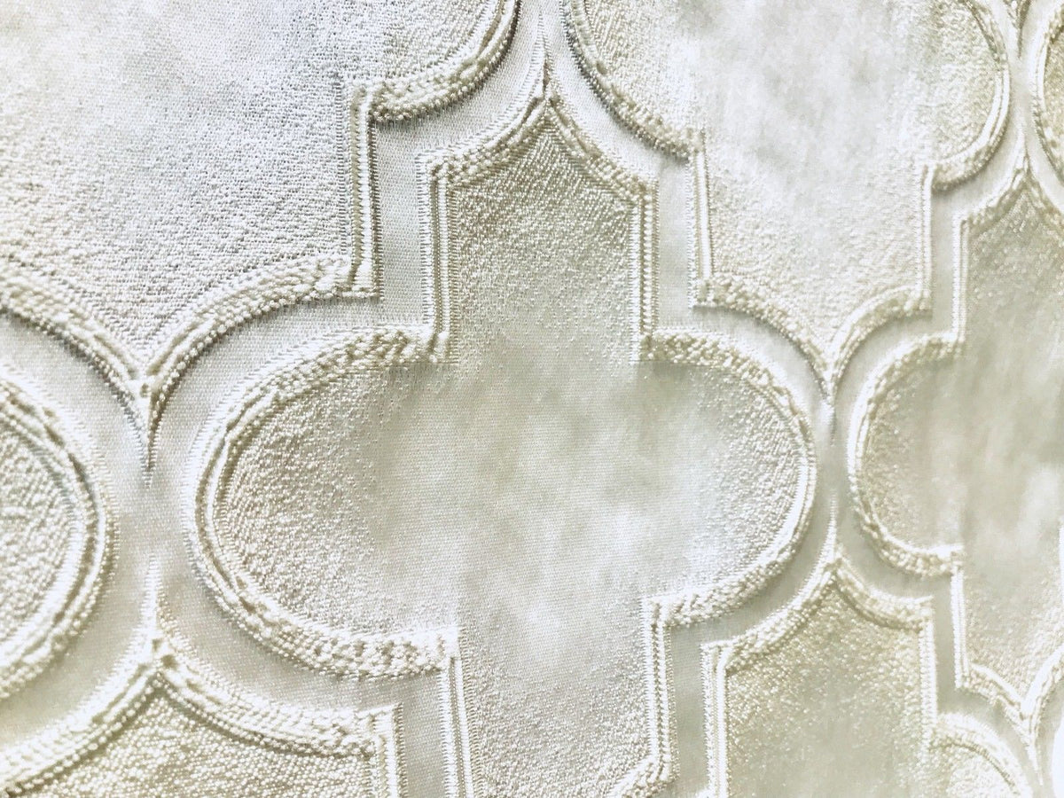 SWATCH Designer Brocade Satin Fabric Interior Design- White Cross- Upholstery - Fancy Styles Fabric Boutique