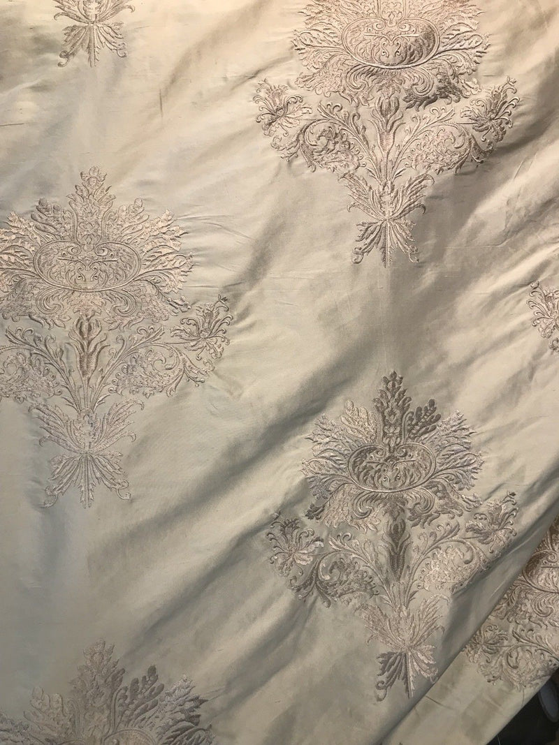 NEW Novelty Pink Embroidered 100% Silk Taffeta Fabric Antique Pink - Fancy Styles Fabric Boutique