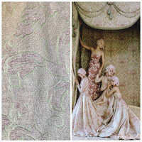 SALE! Designer Velvet Chenille Burnout Fabric - Antique Pink And Aqua - Fancy Styles Fabric Pierre Frey Lee Jofa Brunschwig & Fils