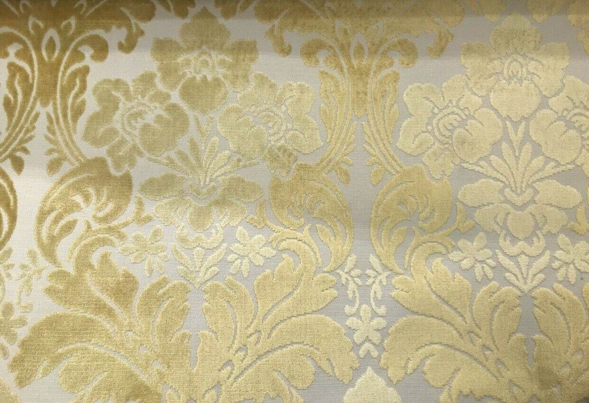 Italian Burnout Floral Chenille Velvet Upholstery Fabric - Soft Yellow - Fancy Styles Fabric Pierre Frey Lee Jofa Brunschwig & Fils