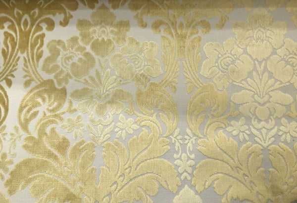 Italian Burnout Floral Chenille Velvet Upholstery Fabric - Soft Yellow - Fancy Styles Fabric Pierre Frey Lee Jofa Brunschwig & Fils